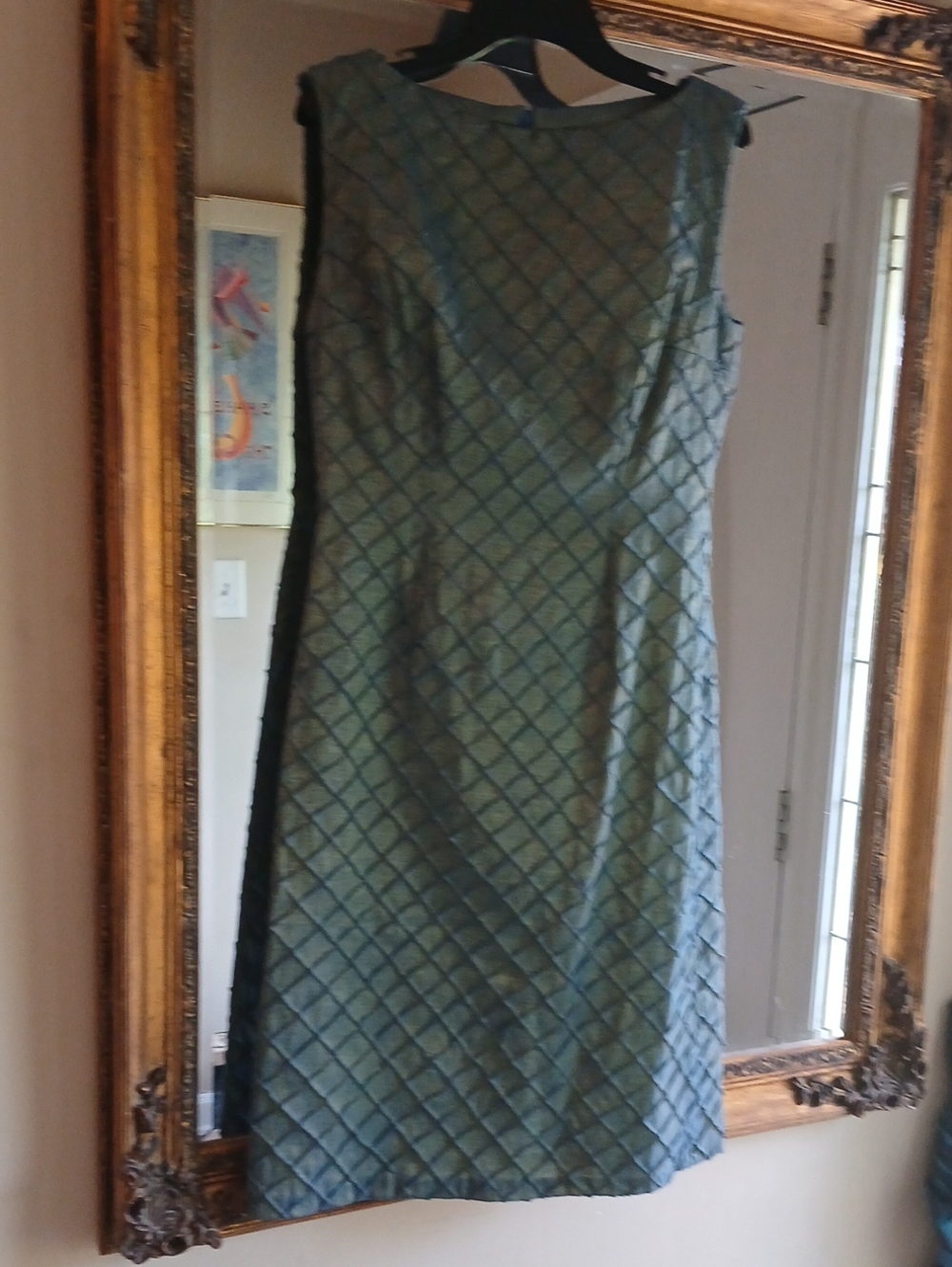 Vintage Bespoke Quilted Teal Sheath Dress